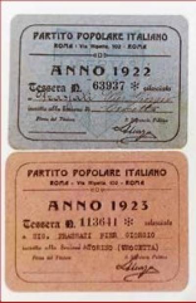 Tessere del Partito popolare. Tessere del Partito popolare.